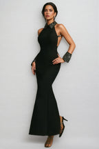 Calidk Halterneck Crystal Maxi Dress