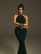 Halterneck Crystal Maxi Dress