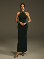 Halterneck Crystal Maxi Dress