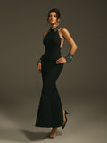Halterneck Crystal Maxi Dress