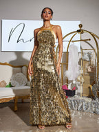 Bow Sequin Maxi Dress