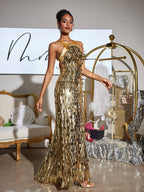Bow Sequin Maxi Dress