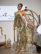 Bow Sequin Maxi Dress