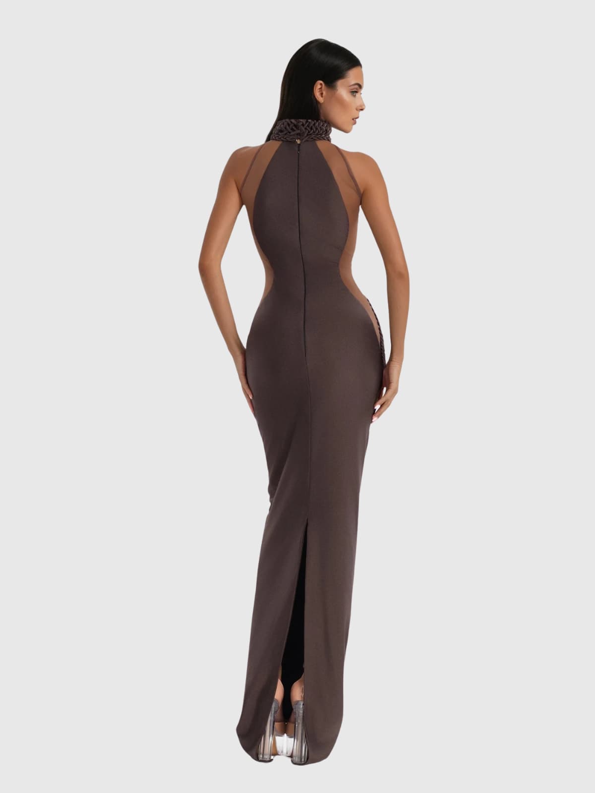 Halterneck Sennit Split Maxi Dress