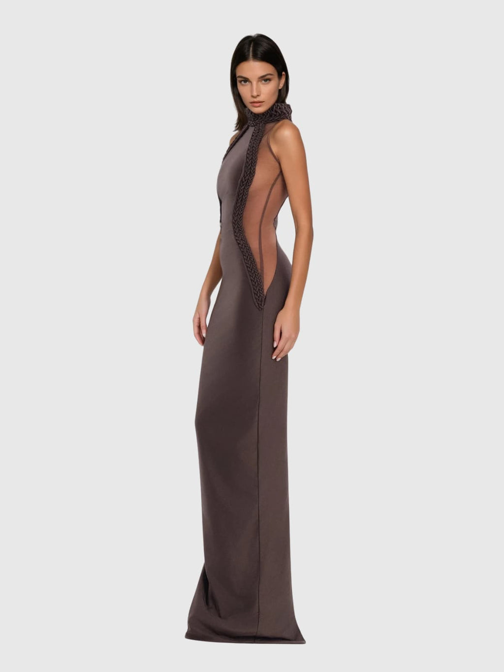 Halterneck Sennit Split Maxi Dress