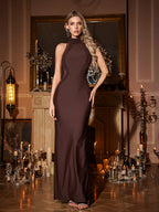 Halterneck Sennit Split Maxi Dress