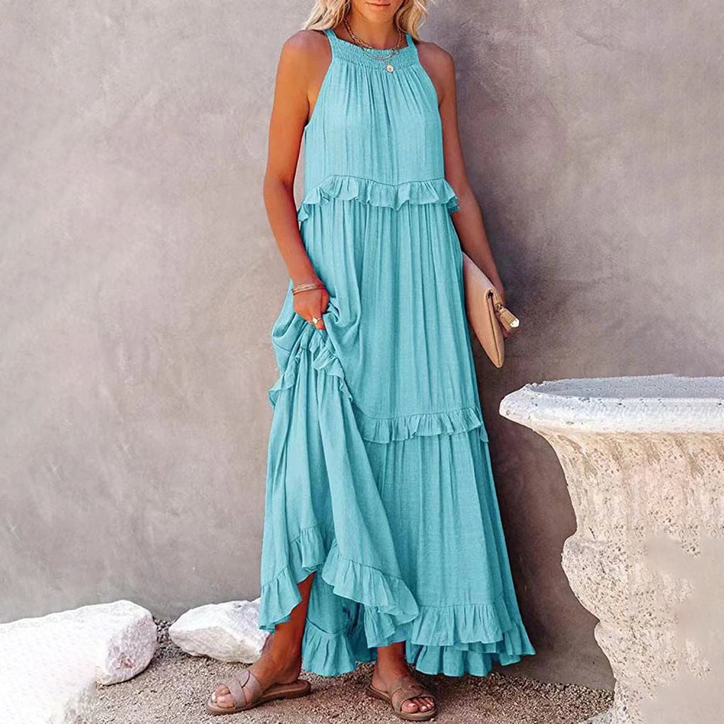Aurora Timeless Sleeveless Maxi Dress with Ruffles Evening Wear Edit