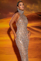 Emme Sequin Crystal Maxi Dress