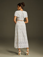 Cape Embroidered Midi Dress