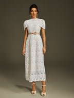 Cape Embroidered Midi Dress