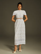 Cape Embroidered Midi Dress