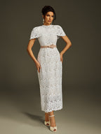 Cape Embroidered Midi Dress