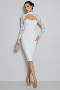 Beren White Lace Sleeve Bandage Maxi Dress