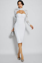 Beren White Lace Sleeve Bandage Maxi Dress
