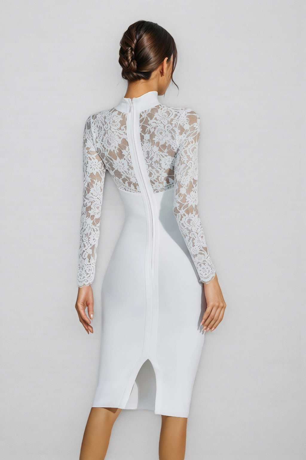 Beren White Lace Sleeve Bandage Maxi Dress