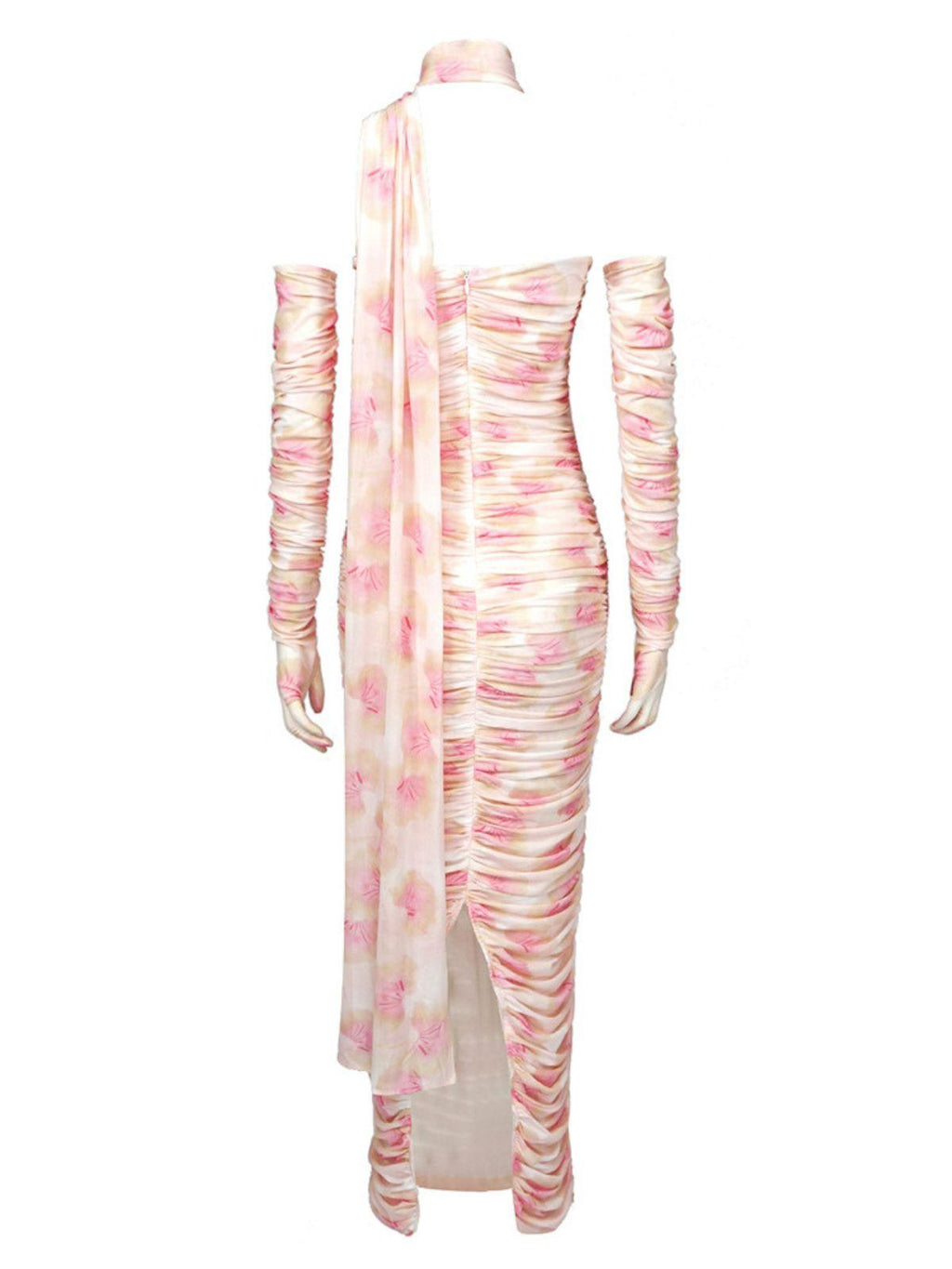 Livana Floral Mesh Maxi Dress With Gloves