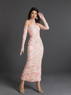Livana Floral Mesh Maxi Dress With Gloves