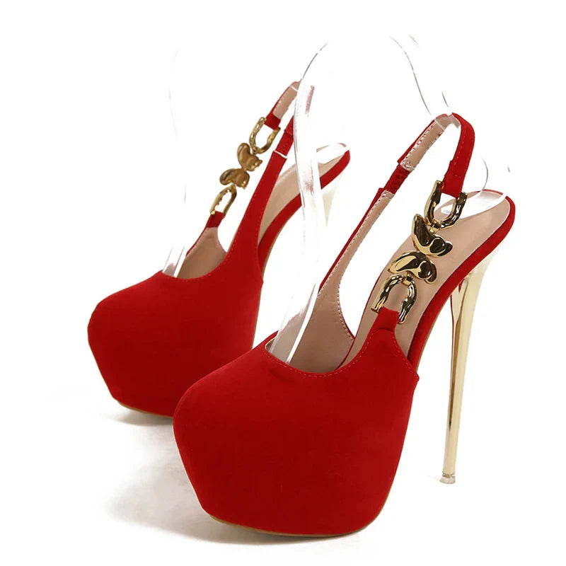 Elegant Wedding Banquet Fashion Metal Butterfly Extreme High High Heel