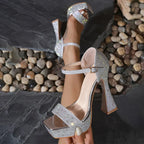 Elegant  Women Wedding Banquet Summer Crystal Rhinestone High Heel