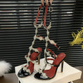 Fashion Design Glitter Crystal Strap Sexy Summer Open Toe High Heel
