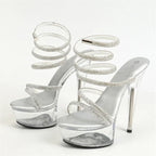 Elegant  Rhinestone Ankle Snake Twine Around Platform High Heel