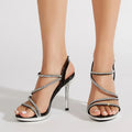 Glamorous  Glitter Crystal Rhinestone Back Buckle Strap Open Toe High Heel