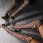 Fashionable  Rhinestone Fishnet Mesh OverTheKnee Pointed Toe High Heel