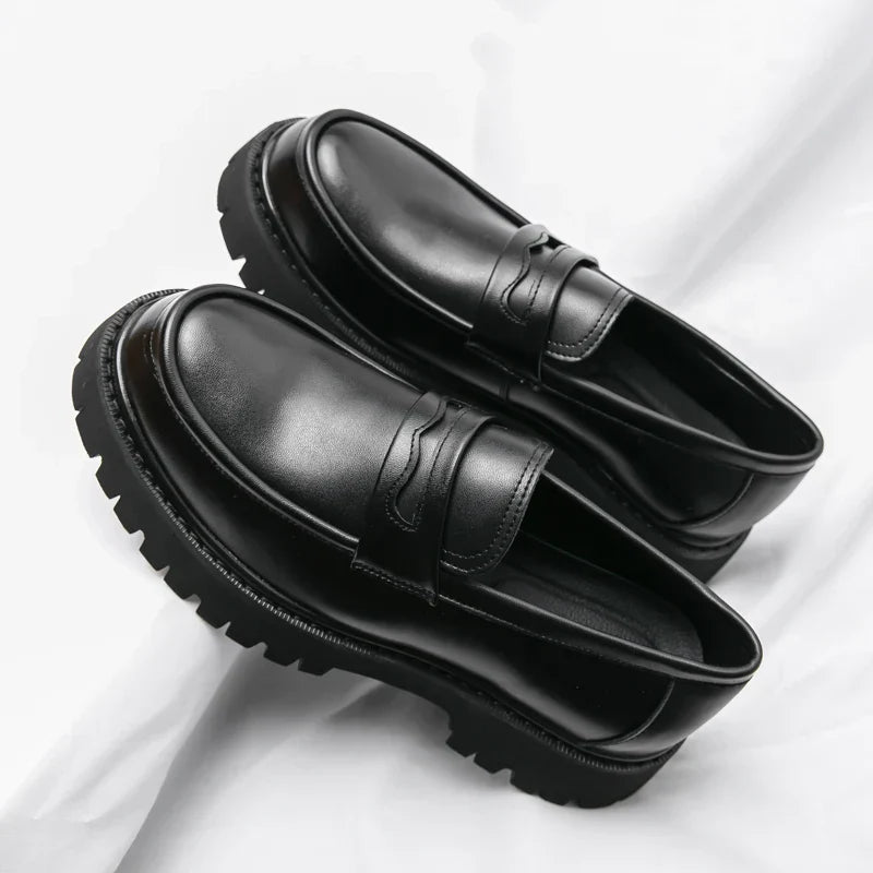 Heightening British Style Tassels ThickSoled Business Leather Loafers