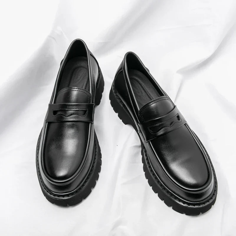 Heightening British Style Tassels ThickSoled Business Leather Loafers