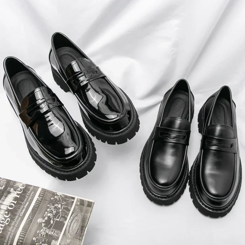 Heightening British Style Tassels ThickSoled Business Leather Loafers