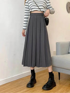 Brown Summer Korean Fashion High Waist Midi Elegant ALine Skirt