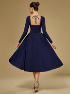 Long Sleeve Tie Back A-Line Dress
