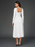 Long Sleeve Tie Back A-Line Dress