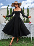 Long Sleeve Tie Back A-Line Dress
