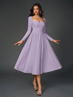 Long Sleeve Tie Back A-Line Dress