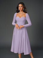 Long Sleeve Tie Back A-Line Dress