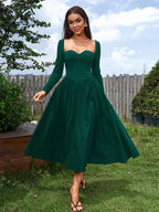 Long Sleeve Tie Back A-Line Dress