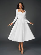 Long Sleeve Tie Back A-Line Dress