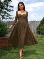Long Sleeve Tie Back A-Line Dress