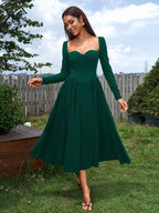Long Sleeve Tie Back A-Line Dress
