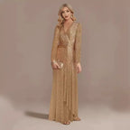 Long Sleeve V-Neck Party Dress