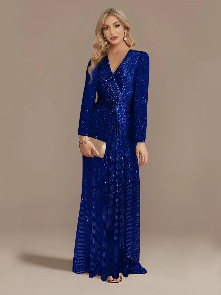 Long Sleeve V-Neck Party Dress