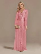 Long Sleeve V-Neck Party Dress