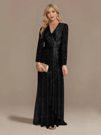 Long Sleeve V-Neck Party Dress