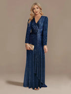 Long Sleeve V-Neck Party Dress