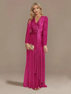 Long Sleeve V-Neck Party Dress