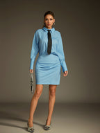 Collar Stripe Mini Dress