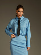 Collar Stripe Mini Dress