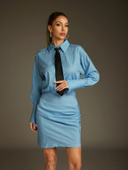 Collar Stripe Mini Dress