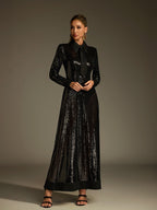 Collar Sequin Maxi Dress